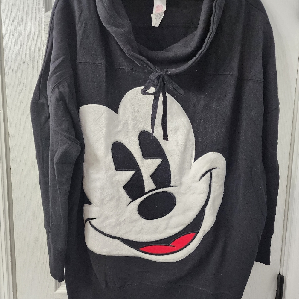 Disney Mickey Face Sweatshirt Cowl Neck Womens S Japan Exclusive Embroidered